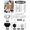 30/54pcs Black and White Balloons, Silver Banner Balloons Suitable for Birthday Decoration and Holiday Decoration