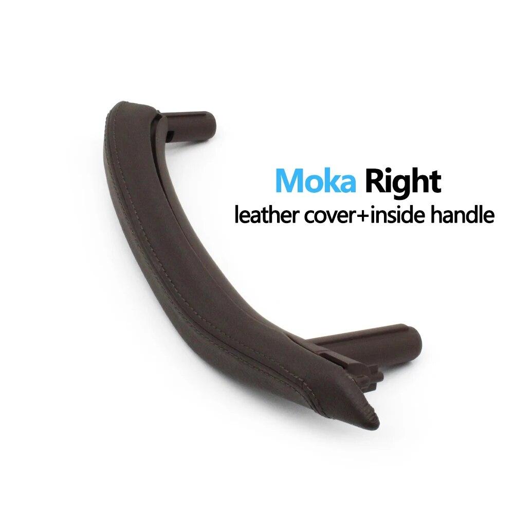 Car Front Rear Passenger Doors Pull Handle Trim With Leather Outer Cover For BMW X5 X6 F15 F16