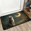 Dreamy Moonlight Tabby Cat Print Door Mat Soft Non‑Slip Entryway Rug for Cat Lovers Home Decor