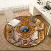 1pc Medieval royal coat of arms and iris Round carpet Painted Printed circular carpet, home door mat, outdoor travel protection carpet