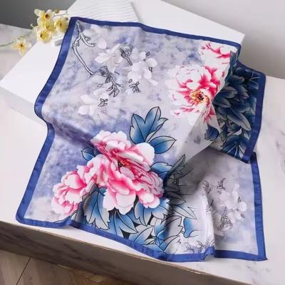 Silk Scarf Women's 71 Square Scarf Summer New Versatile Printing Spring and Summer Professional Wear Scarf Simulation Silk Scarf Polyester Material