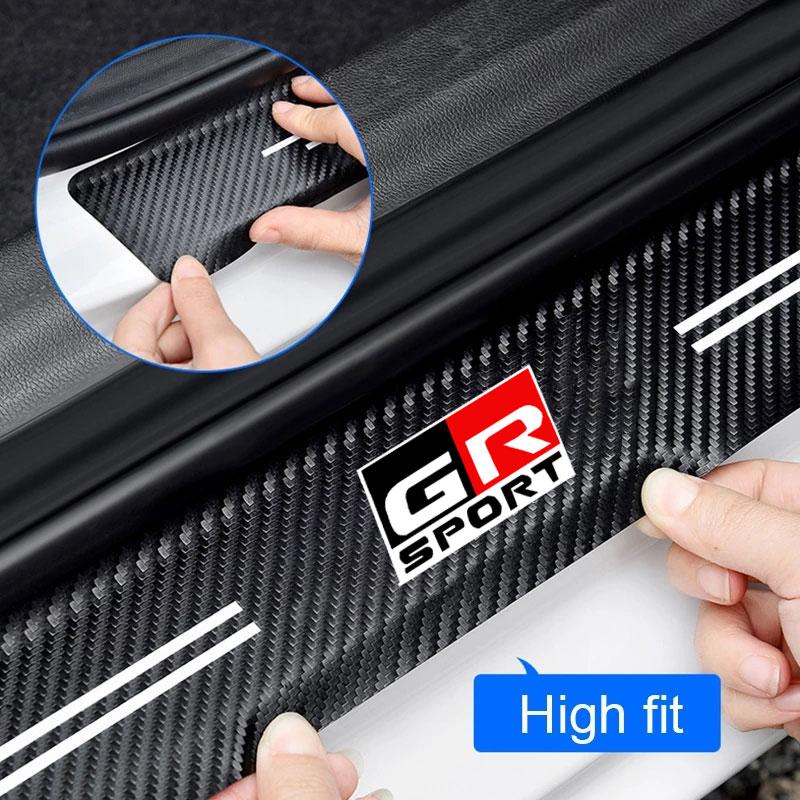 Car Sill pedal Rear Bumper Protection Stickers For Toyota GR Sport Gazoo Racing Yaris 86 Corolla Hilux Supra C-HR Accessories