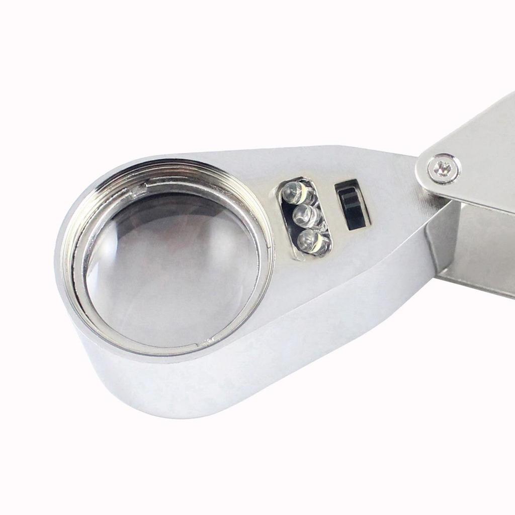 All-Metal 40x 25mm Jewelry Magnifier with LED & UV Light