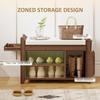 Shoe Bench 2-Tier Boot Section Entryway Storage Bench Cushioned Seat 80 X 30 X 50 Cm Dark Brown and Cream
