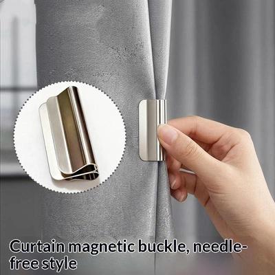 Magnetické spony na záclony 2 páry Silné držení Bez vrtání Zatemňovací uzávěry Upevňovací prvky pro mezeru na okraji záclony