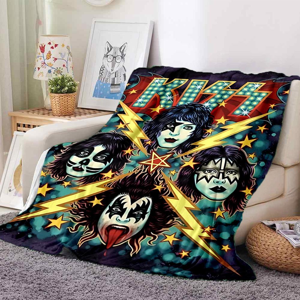 1PC KISS Band Blanket, Throw For Sofa, Bed, Travel, Camping, Livingroom,