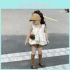 Adorable Korean Style Girls Summer Set With Ruffled Lace Sleeveless Top And Shorts