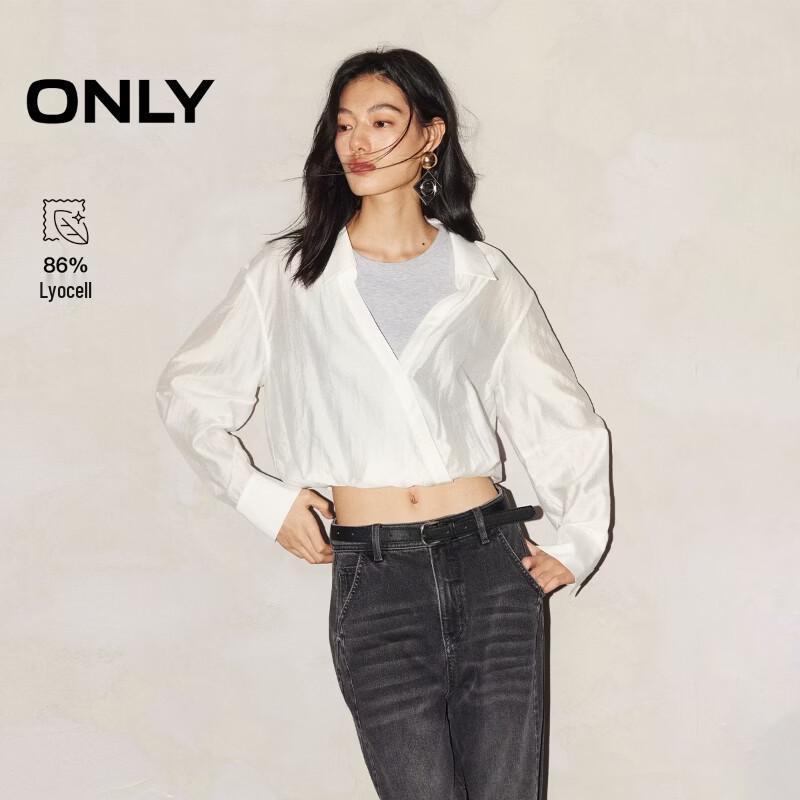 ONLY 2026 Summer Women s Faux Two-Piece Cross-Front Short Collared Shirt 2XL