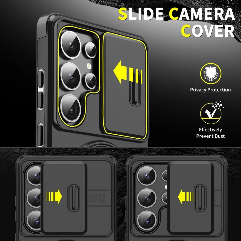 Magnetic Phone Case for Galaxy S25 Ultra S24 Ultra S23 Ultra A16 A35 A55 with Lens Protection - Black