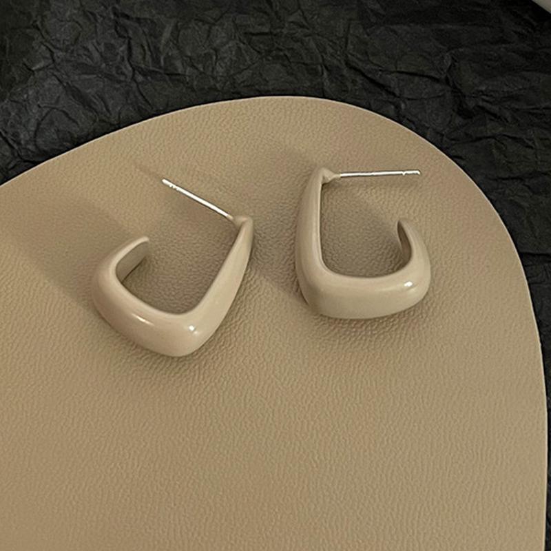 Classic C Shape Statement Drop Earrings for Women Party Trendy Jewelry Elegant Beige Brown Open Square Dangle Earrings Gift