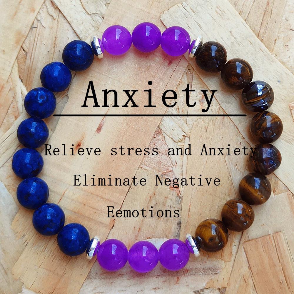 9-teiliges Naturstein-Armband-Set: Tigerauge & Amethyst Perlen Design