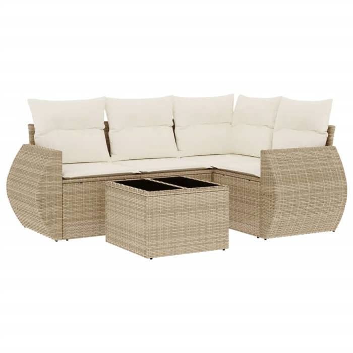 VidaXL Garden Lounge Set with Cushions 5 Pcs, Patio Sofas, Patio Furniture Set, Outdoor Furniture, Beige 3221317
