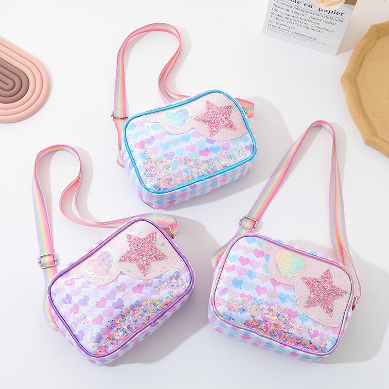Starfish Star Children's Crossbody Bag - Macaron Color Sequin Handbag for Girls