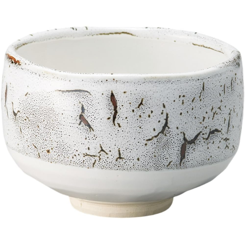 Matcha x Kairagi White Tenmoku Mino Made in Japan Ale-net Bowl, 11.7 H7.7cm, Pattern, Ware,
