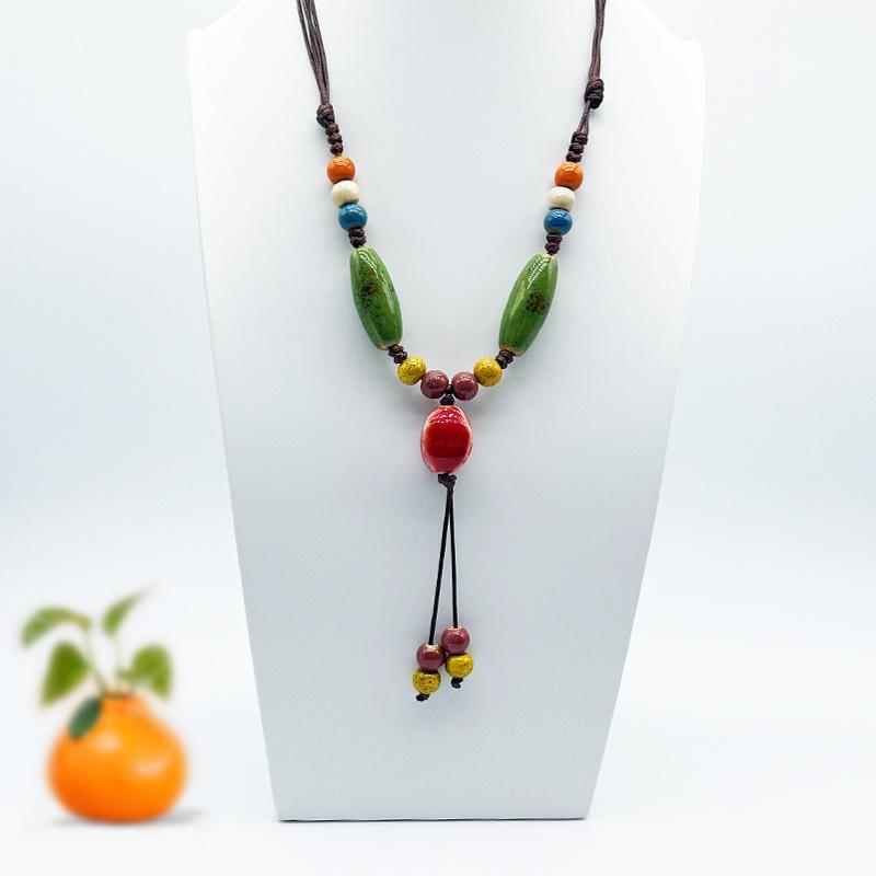Accessories, Jewelry, Woven Beaded Sweater Chain, Ceramic Necklace, Female Niche Feeling Does Not Fade