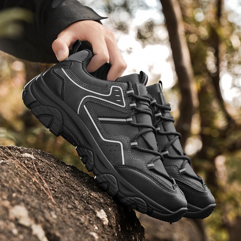 New All-season Men Low Top Casual Sneakers, Thick Sole Anti-Slip Wear-Resistant Breathable Mesh Hiking & Mountaineering Shoes