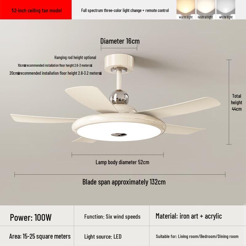 NuFeng 52-inch Full Spectrum Smart Ceiling Fan with Light