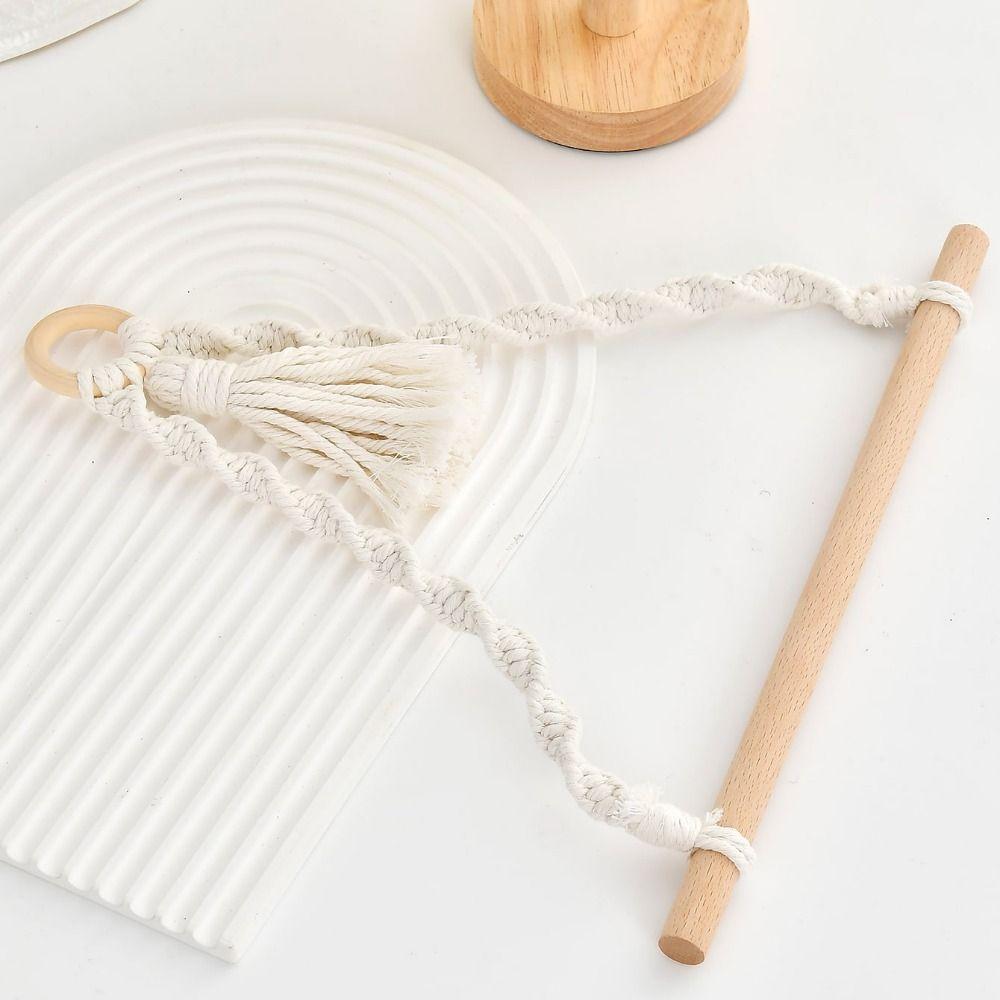 

INS Hand-woven Paper Towel Rack Handmade Bohemian Hanging Tapestry Wall Storage Shelf Bedroom