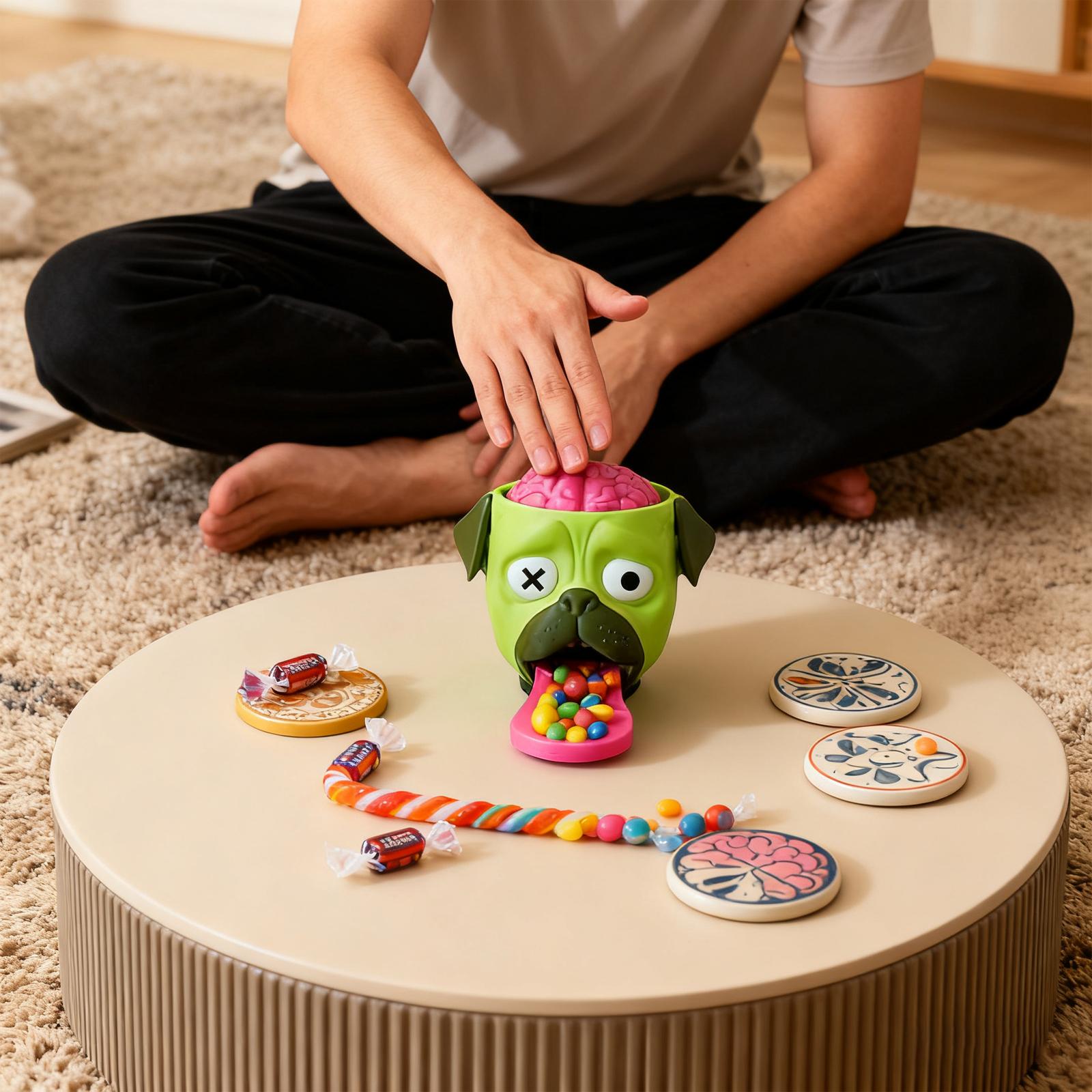 

Диспенсер для конфет Мопс, Подходит для круглого диспенсера для конфет One Size