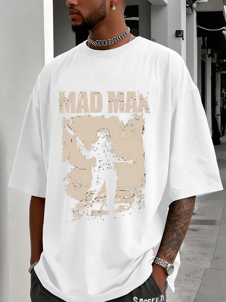 man clothing 100Cotton normcore Tshirt Mad Max Pattern Y2K retro Hipster Streetwear Fashion Women Oversized Casual loose shirt