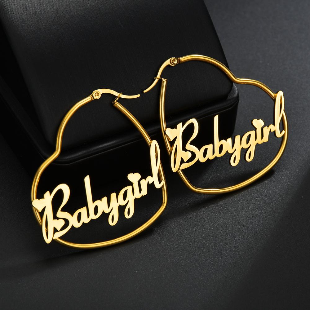Atoztide Custom Name Earring High Quality Personalized Stainless Steel Letter Heart Star Earrings for Women Party Jewelry Gift