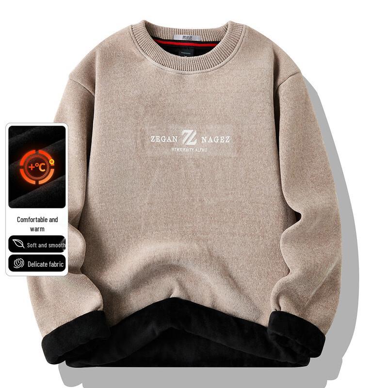 SNOWFLYING Men s Fleece-Lined Round Neck Thermal Knit Shirt 3XL