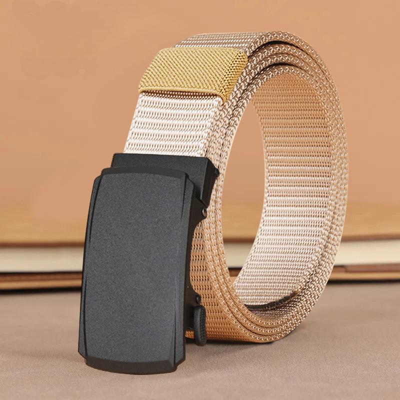 Comfort Upgraded Men's High Elastic Nylon Automatic Buckle Tactical Belt for Young and Middle-aged Casual Canvas Belt