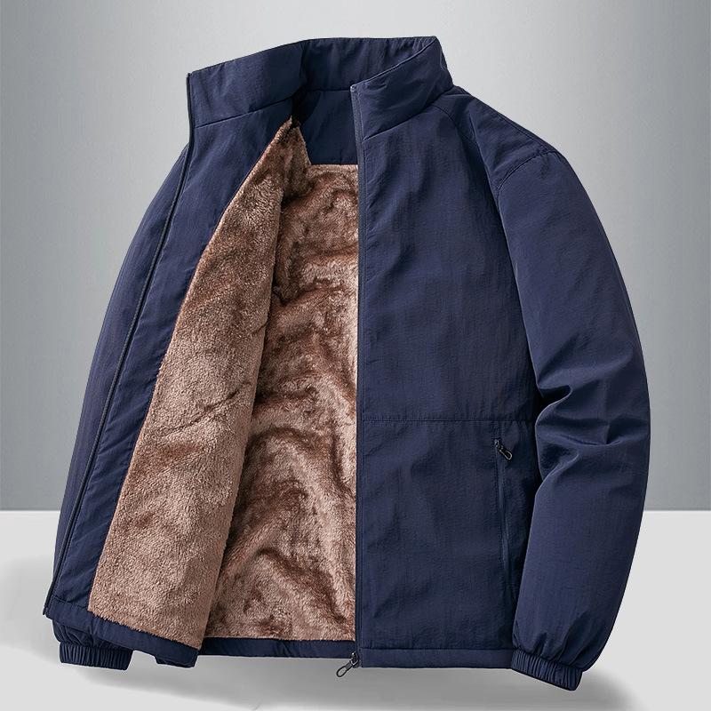 Nylon plus Samtjacke für Herbst und Winter, für junge und mittelalte Väter, Urbanes Herren-Business-Jackett, Executive, verdickt, winddichtes Oberteil