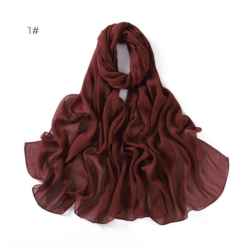 

Однотонный серебристый блестящий мерцающий шифоновый хиджаб-пузырь с блестками, праздничная шаль для Рамадана, пляжный головной платок, буфанда, мусульманская повязка на голову 175*70 см