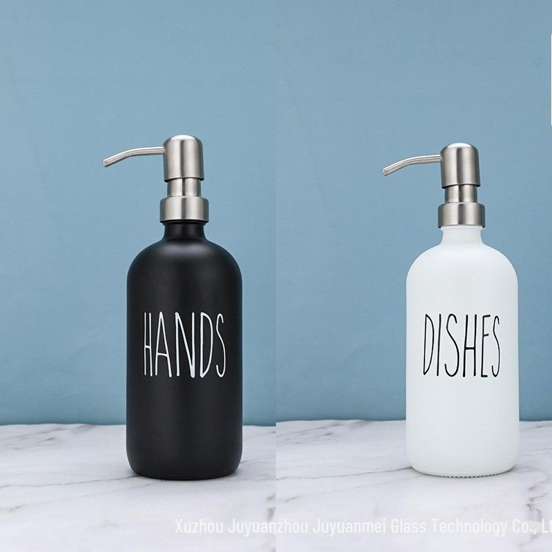 

Стеклянный дозатор для лосьона и мыла на 16,9 унций, многоразовая бутылка для дезинфицирующего средства для рук на 500 мл 500ml