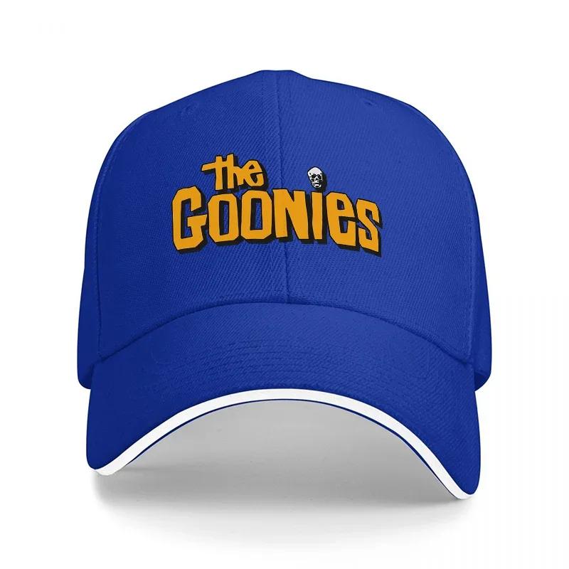 The Goonies Logo Schwarze Baseballkappe mit oranger Stickerei und Totenkopf-Detail Klassische verstellbare Mütze für Fans des Films