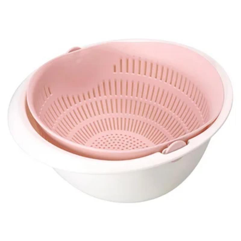 Kitchen Silicone Double Drain Basket Bowl Washing Storage Basket Strainers Bowl Drainer Vegetable Cleaning Colander Kitchen Tool