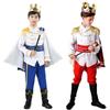 Red The King Prince Cosplay Costume for Halloween Carnival Party Blue Cloak Scepter Crown Jacket Prince Suit 7 Pcs Makeup Party
