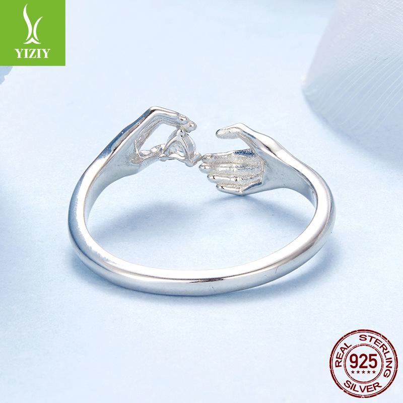 925 Sterling Silver Open Love Passing Ring Female, Simple Modern Fashion Design Amazon