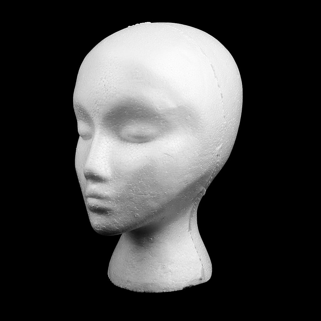 Kadın Strafor Kafa Modeli Gözlük Saç Peruk Manken Standı Manken - Beyaz