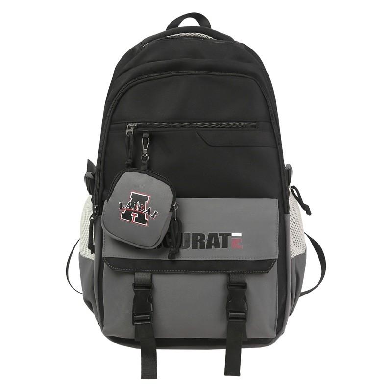 Blocked Fashionable Color Letter Printed Large Capacity Student Backpack