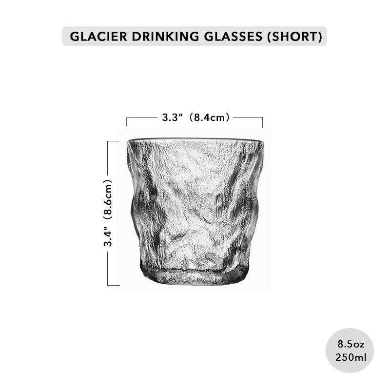 Romantic Water Glasses Tumblers Hammered Glacier Drinking Glasses Set for Juice,Coffee, Beer, Water, Cocktails, Whiskey