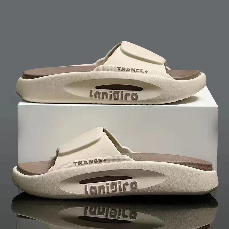 2024Men's Summer Pvc Soft Slippers Men  Outdoor Thicken Anti-Slip Beach Sandals Couples Bathroom Homeslides Flip Flops
