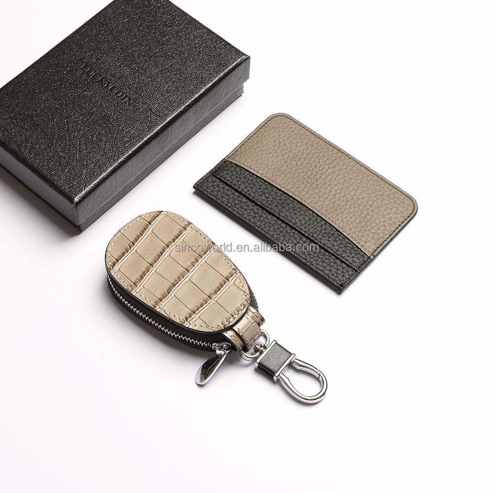 In Stock a Set of Leather Key Cover for Car Keys Car Key case Cover Genuine Leather Card Holder A set of Gray