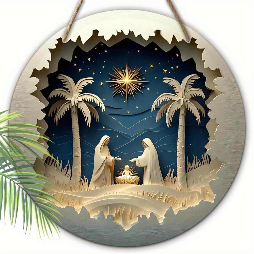 

5 шт. деревенских круглых деревянных рождественских знаков размером 7,87 дюйма, классическая 2D-печать, прочные и предварительно просверленные для легкого подвешивания, многоцелевые для дома, кухни, сада 5pcs