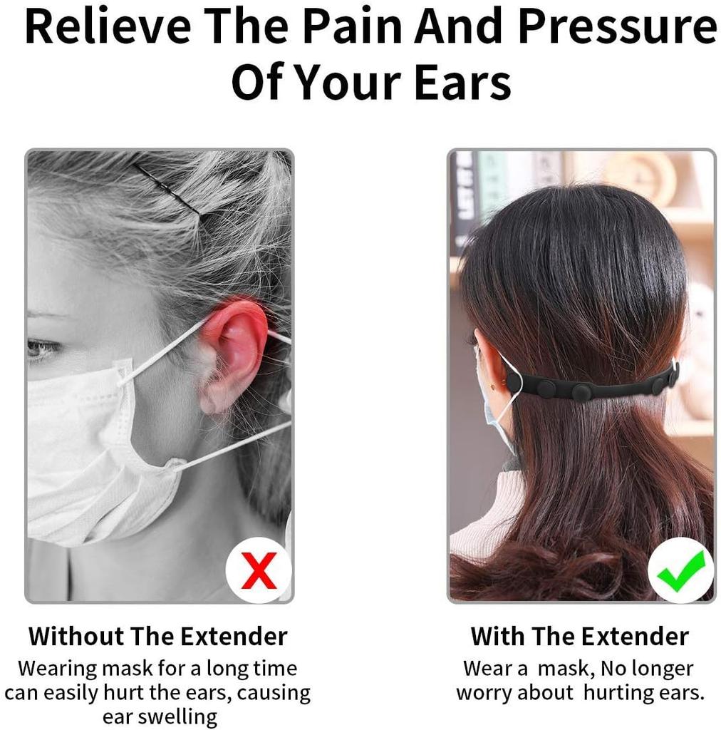 Xiaomi 10pcs Mask Holder Adjustable Anti-slip Mask Extension Silicone Strap with Buttons Relieve Ear Pain Protection Artifact