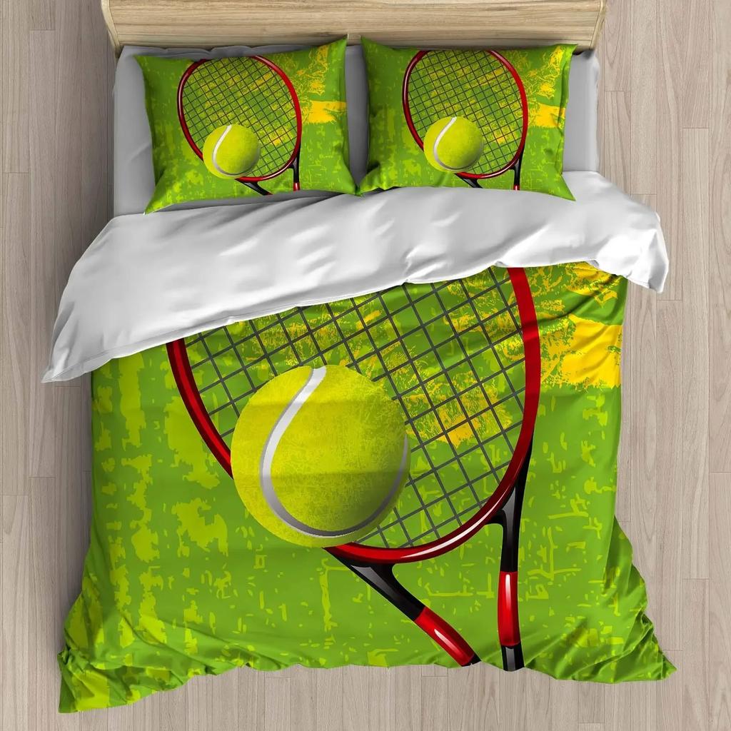 Tennis Ball Duvet Cover Set King/Queen Size,Sports Game Themed Bedding Set for Kids Boys Adult,Modern Bedroom Decor Quilt Cover