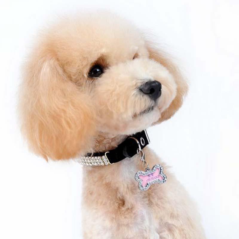 Rhinestone Pet Collar Pendant: Heart & Bone Shape Photo Frame, Anti-lost Info Tag, DIY for Cats & Dogs