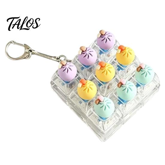Creative Gifts for Stress Relief Dumpling Keycap Fidget Toy, Soft Squeeze Pendant with Keychain, Light Up Keychains Cute Bun Bag Charm Anxiety