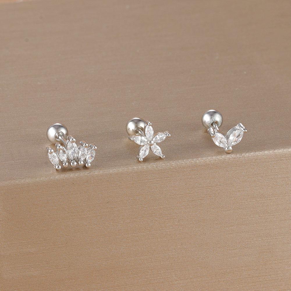 Sada 3 kusů náušnic pecek ve tvaru korunky z nerezové oceli ve zlaté barvě pro ženy, pozlaceno 14K zlatem, s krystalem zirkonu, unikátní náušnice ve tvaru koňského oka, šperky