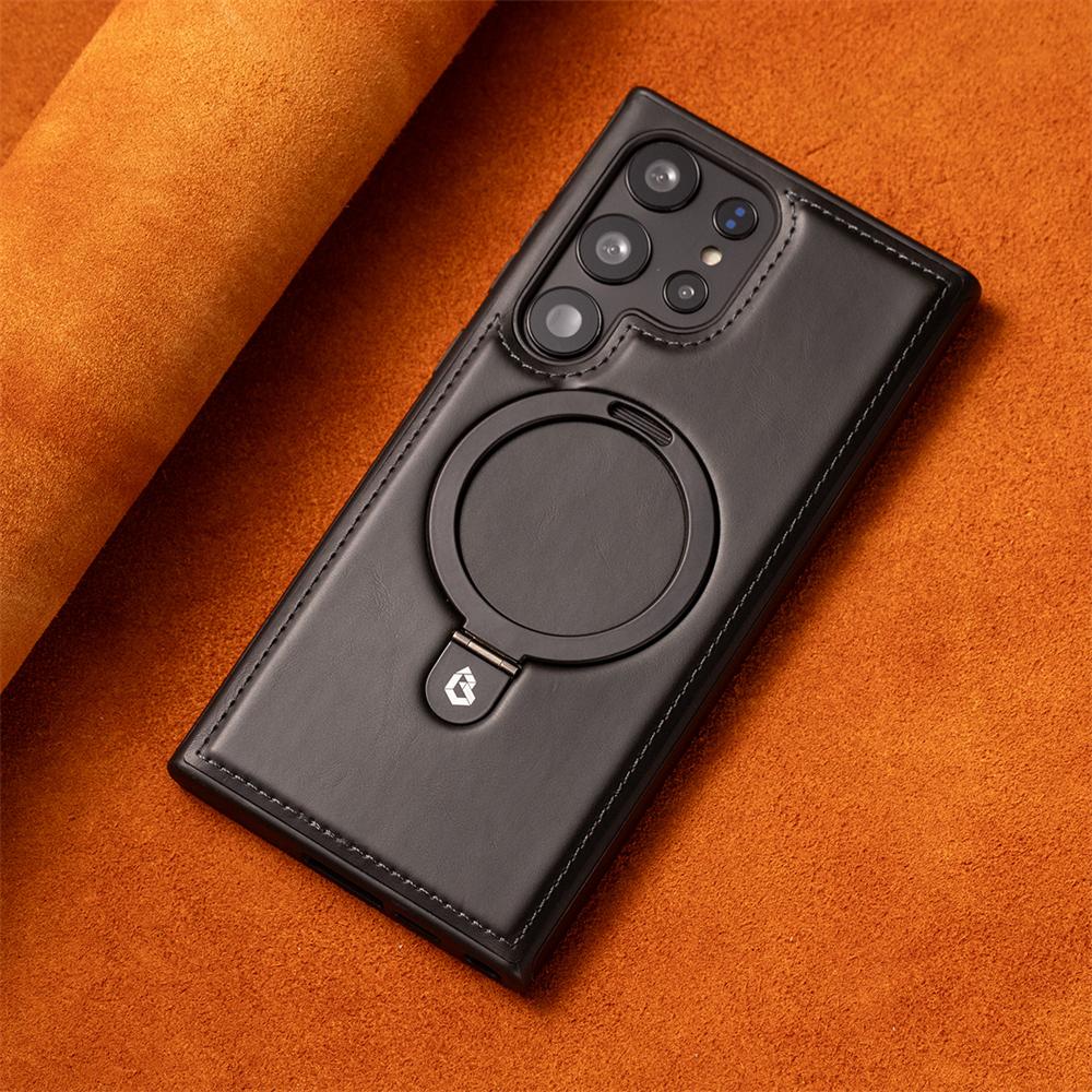 

Деловой Ретро Кожаный Держатель Магнитный Чехол Для Samsung Galaxy S25 S24 Ultra S23 S22 Plus A15 Беспроводная Зарядка Противоударный Чехол For Samsung S23Ultra