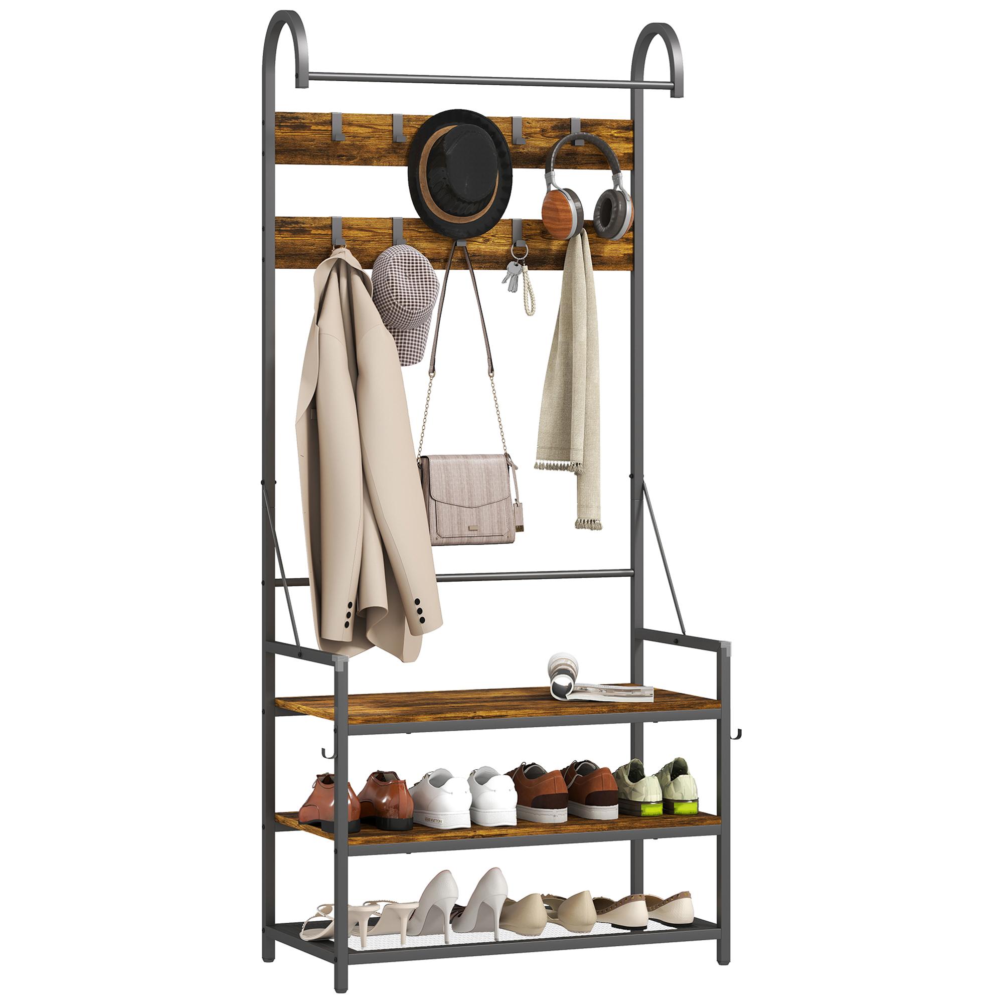 Entryway Coat Rack with Rod, 10