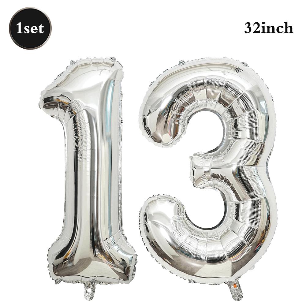 32inch Silver Number Foil Balloons Large Digit 0-9 Helium Globos Happy Birthday Party Decor Wedding Anniversary Graduation 2026