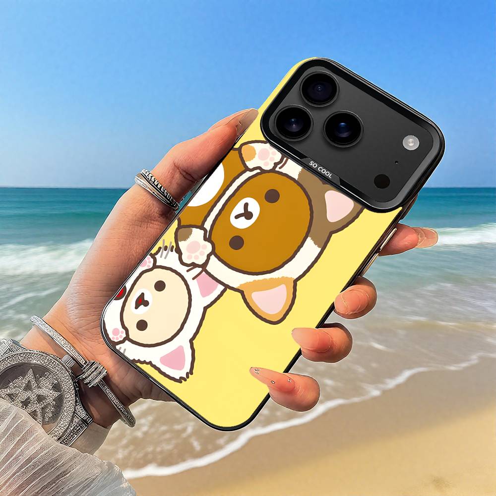 Cartoon Cute Rilakkuma Phone Case Black case for iPhone17,16,15,14,13,12,Pro,Max,Plus,E,SE4,Air,Mini