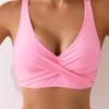 Juego de 2 Piezas para Mujer Bikini Set Escote en V Bordes Ensanchados Sujetador Cintura Alta Control de Abdomen Braguitas de Natación Set Patchwork Color Traje de Baño de Verano